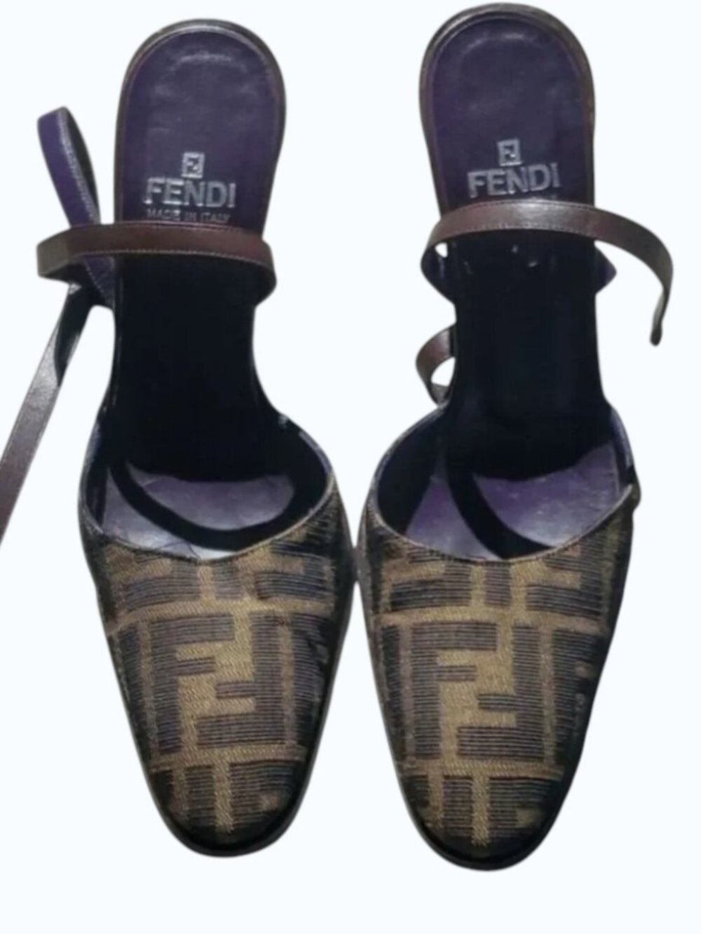 Fendi FF Monogram Slingback Mule Heels 6.5M – Brown Zucca Quiet Luxury